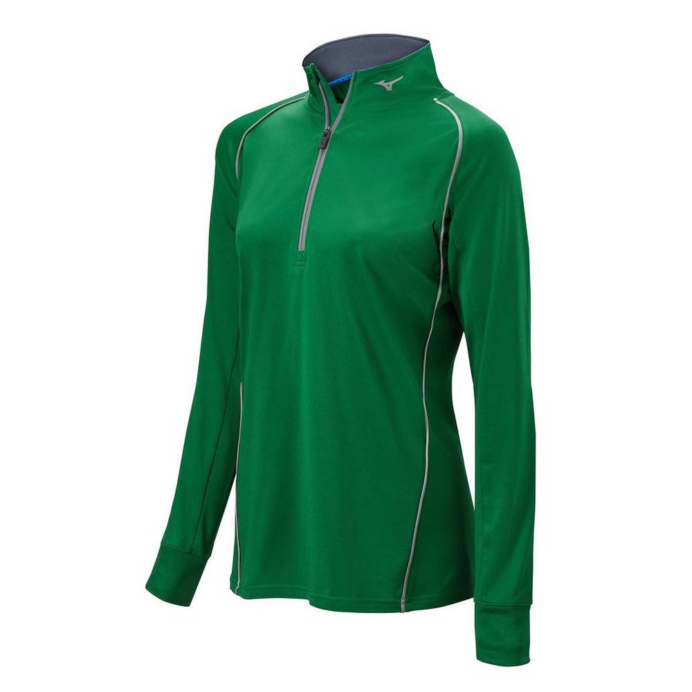 Maglione Mizuno Comp 1/2 Cerniera Long Sleeve Donna - Verdi - 01526-NYDQ